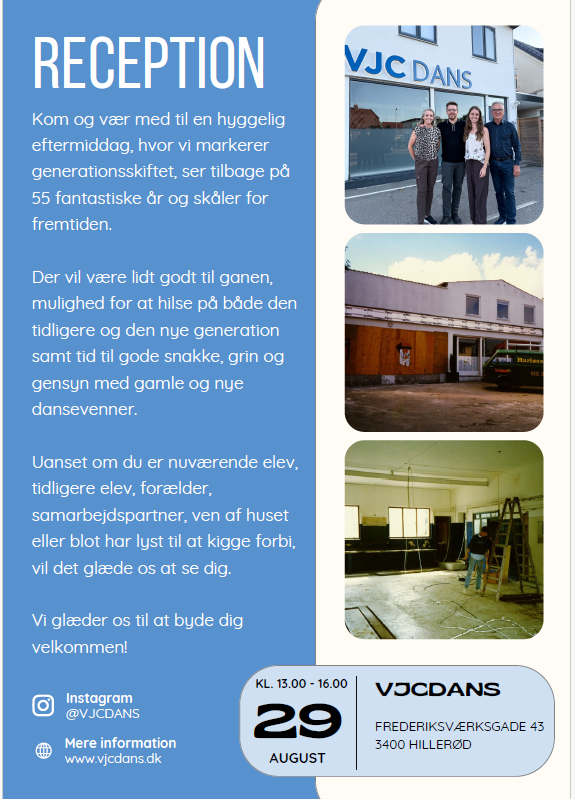 Vi har fornyet salene – kom og se - VJCDANS, Hillerød, Nordsjælland